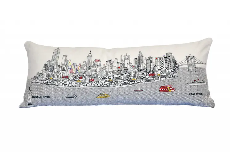14" X 35" Cream Hometown Pride Wool Lumbar Throw Pillow