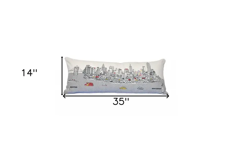 14" X 35" Cream Hometown Pride Wool Lumbar Throw Pillow