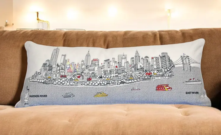 14" X 35" Cream Hometown Pride Wool Lumbar Throw Pillow