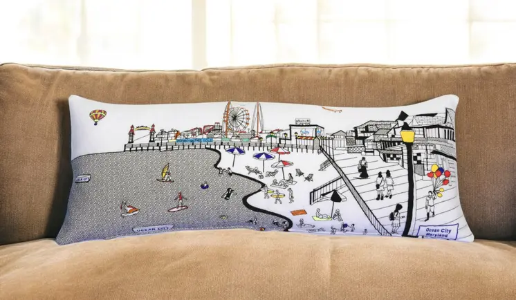 14" X 35" Cream Hometown Pride Wool Lumbar Throw Pillow