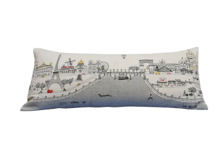 14" X 35" Cream Hometown Pride Wool Lumbar Throw Pillow
