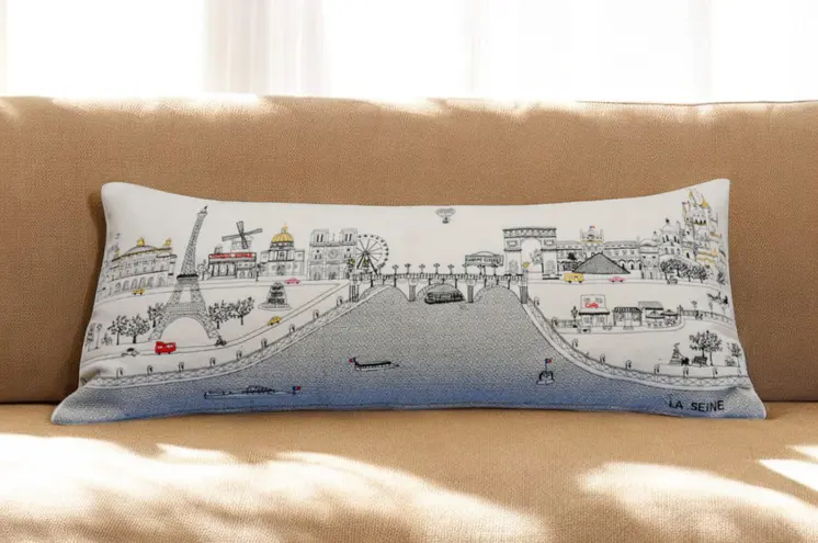 14" X 35" Cream Hometown Pride Wool Lumbar Throw Pillow