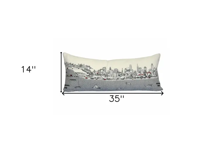 14" X 35" Cream Hometown Pride Wool Lumbar Throw Pillow