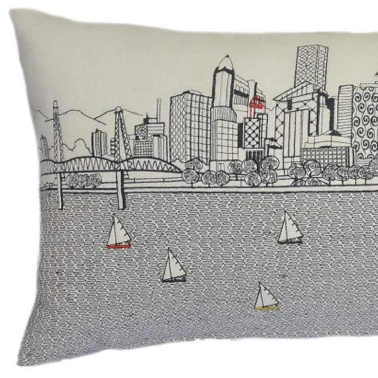 14" X 35" Cream Hometown Pride Wool Lumbar Throw Pillow