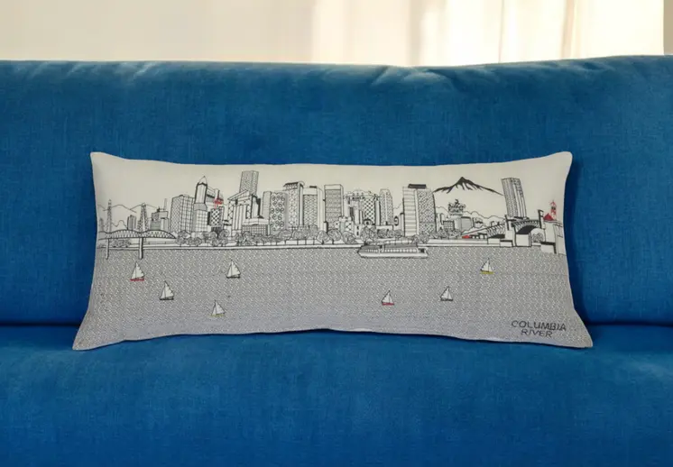 14" X 35" Cream Hometown Pride Wool Lumbar Throw Pillow