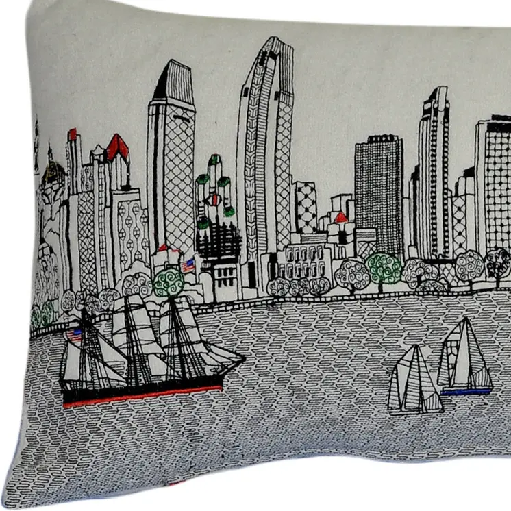 14" X 35" Cream Hometown Pride Wool Lumbar Throw Pillow