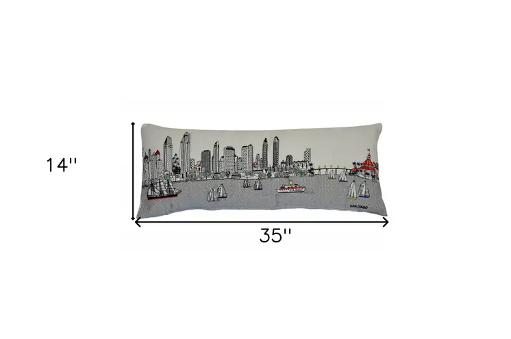 14" X 35" Cream Hometown Pride Wool Lumbar Throw Pillow