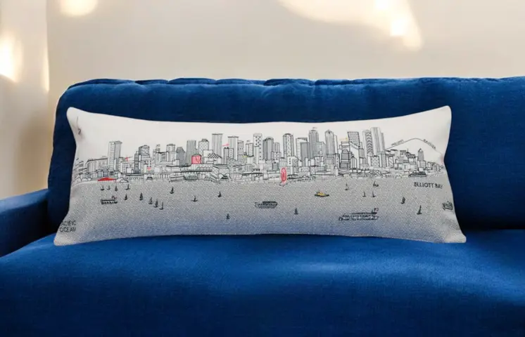 14" X 35" Cream Hometown Pride Wool Lumbar Throw Pillow