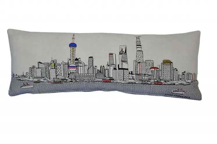 14" X 35" Cream Hometown Pride Wool Lumbar Throw Pillow