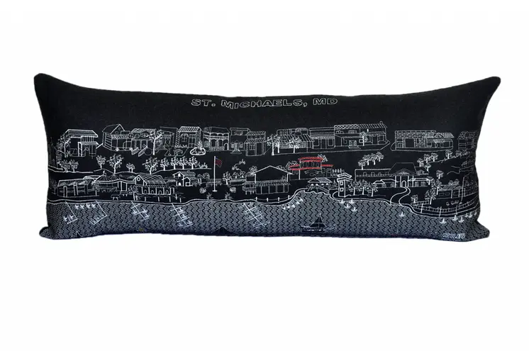 14" X 35" Black Gray and White Hometown Pride Wool Lumbar Throw Pillow