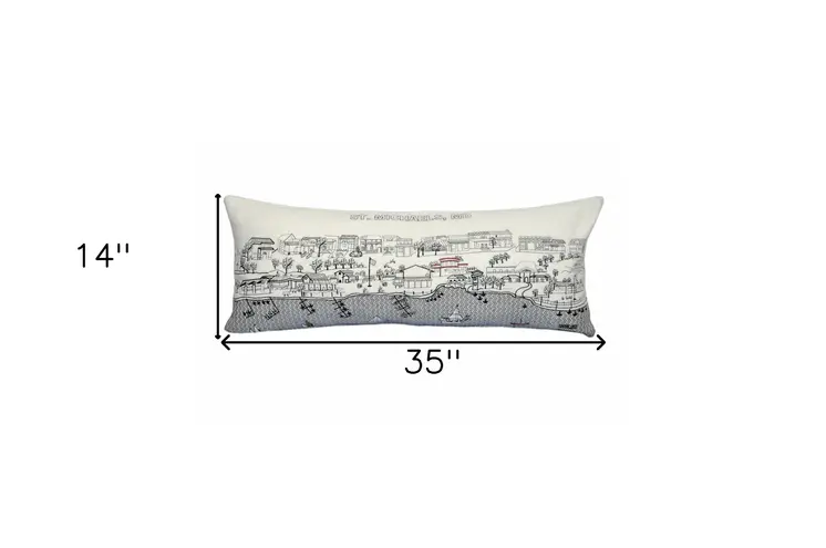 14" X 35" Cream Hometown Pride Wool Lumbar Throw Pillow