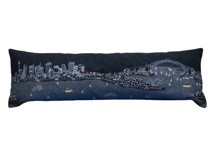 14" X 35" Black Gray and White Hometown Pride Wool Lumbar Throw Pillow