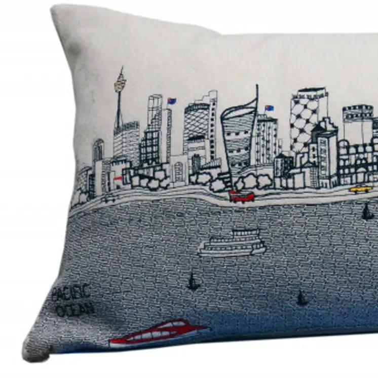 14" X 35" Cream Hometown Pride Wool Lumbar Throw Pillow