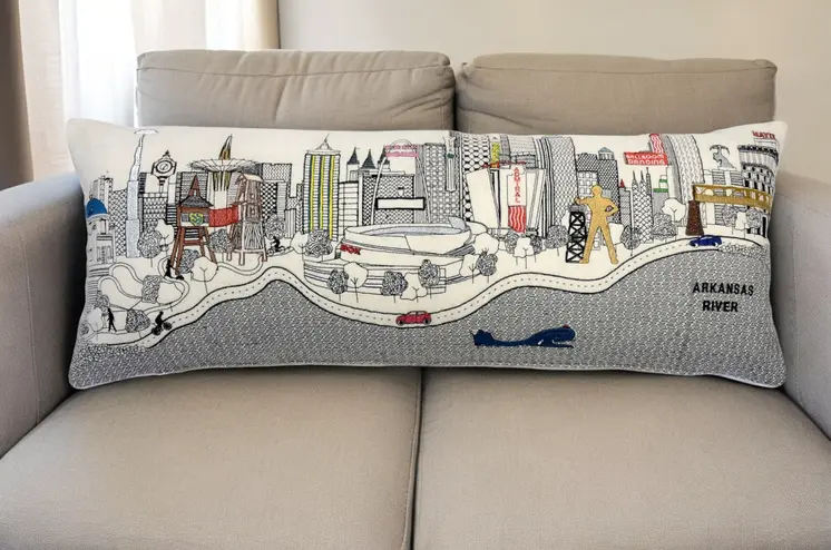 14" X 35" Cream Hometown Pride Wool Lumbar Throw Pillow