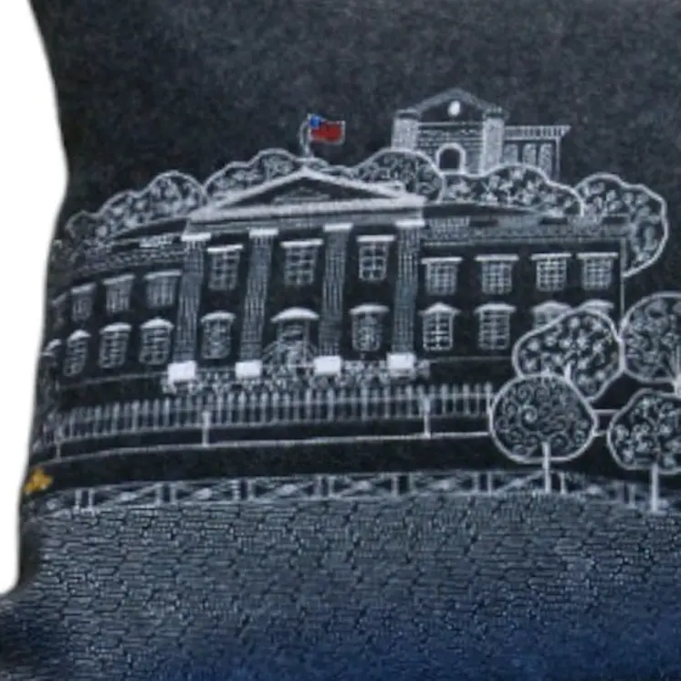 14" X 35" Black Gray and White Hometown Pride Wool Lumbar Throw Pillow
