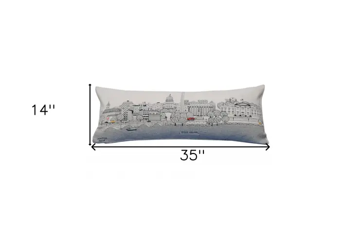 14" X 35" Cream Hometown Pride Wool Lumbar Throw Pillow