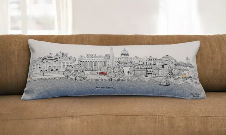 14" X 35" Cream Hometown Pride Wool Lumbar Throw Pillow