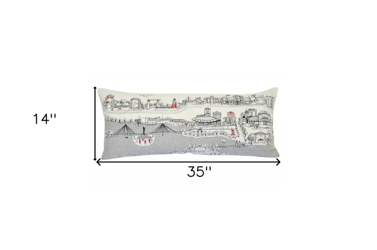 14" X 35" Cream Hometown Pride Wool Lumbar Throw Pillow