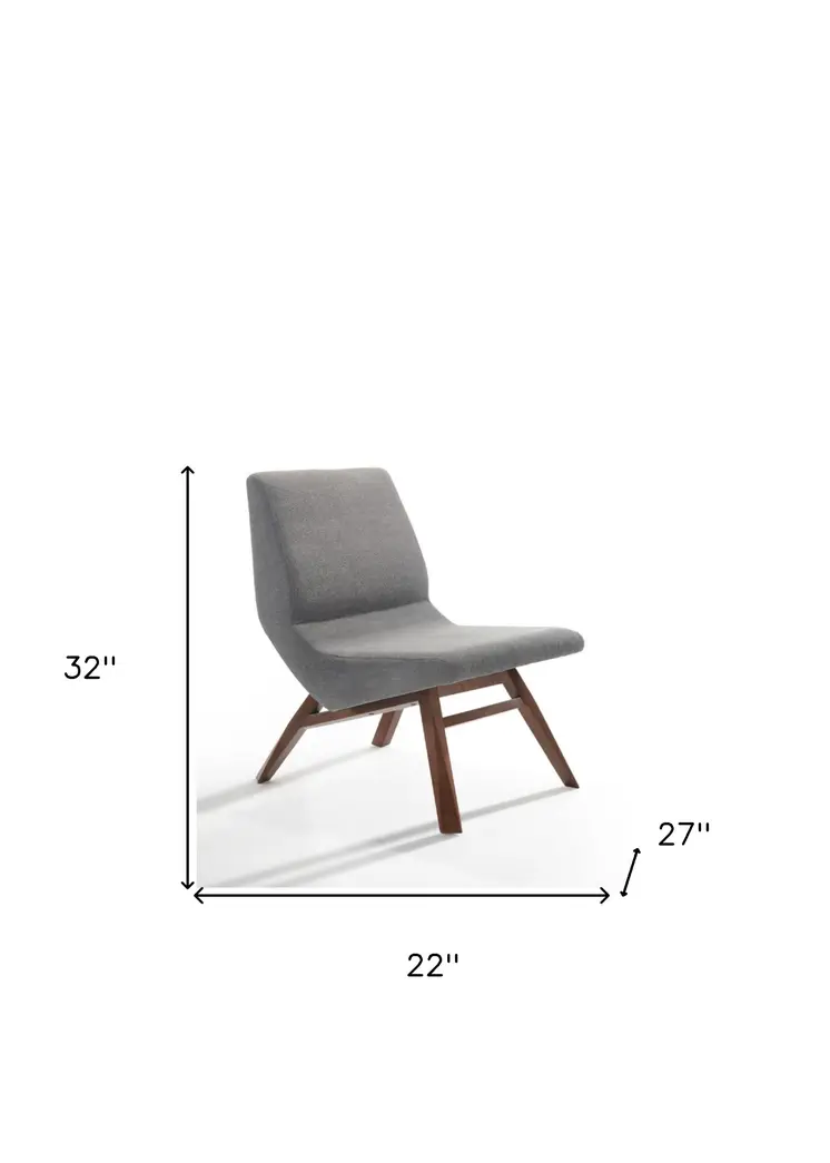 22" Gray And Brown Upholstered Lounge Chair With Ottoman