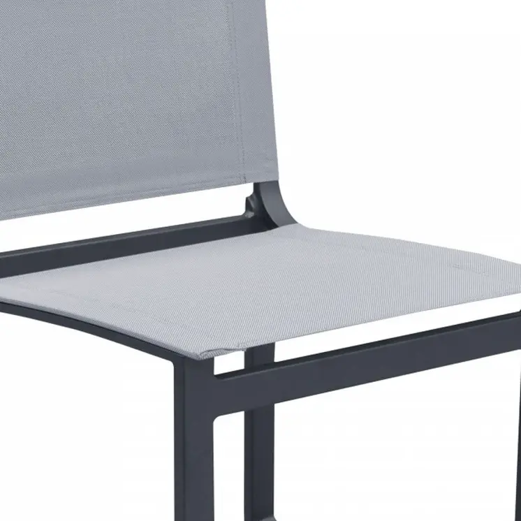 Set of Two 20" Gray and Black Aluminum Indoor Outdoor Dining Chair