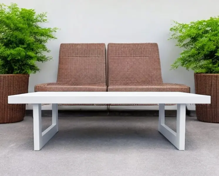 51" White Aluminum Outdoor Coffee Table