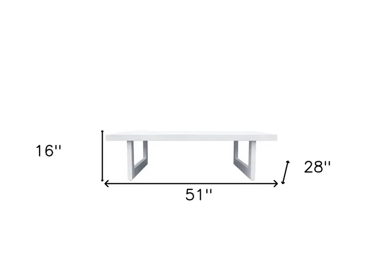 51" White Aluminum Outdoor Coffee Table