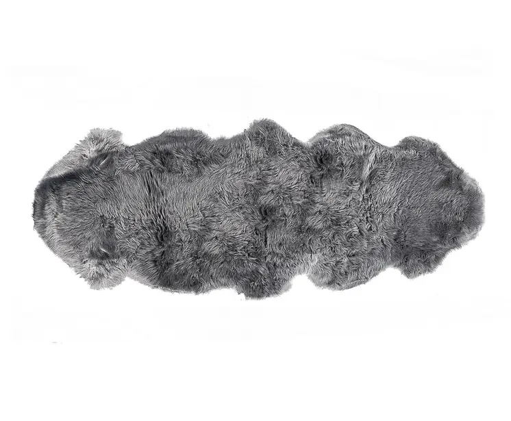 2' X 6' Dark Gray New Zealand Lambs Wool Handmade Area Rug