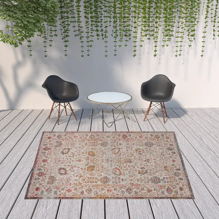 8' X 10' Beige Indoor Outdoor Area Rug