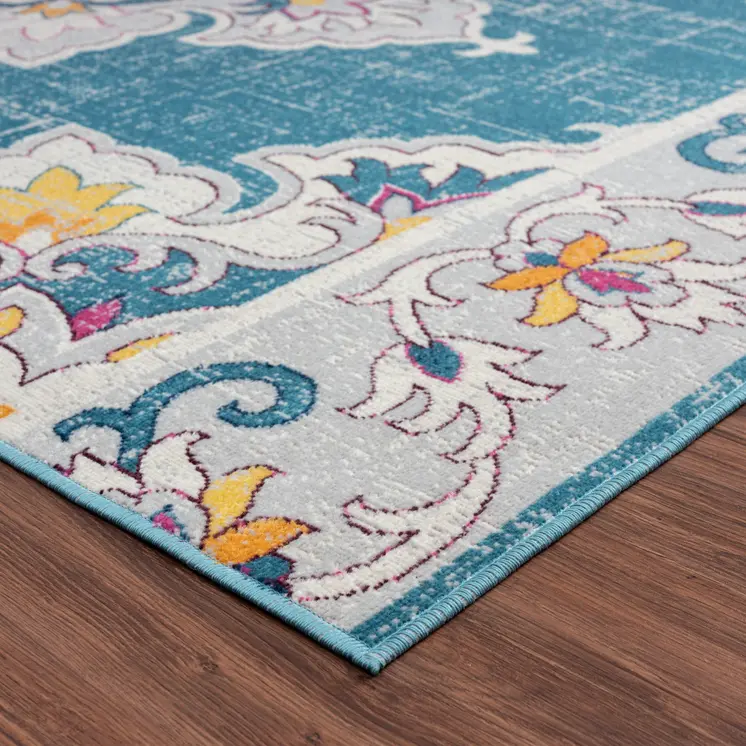 8' X 10' Blue And Ivory Indoor Outdoor Area Rug