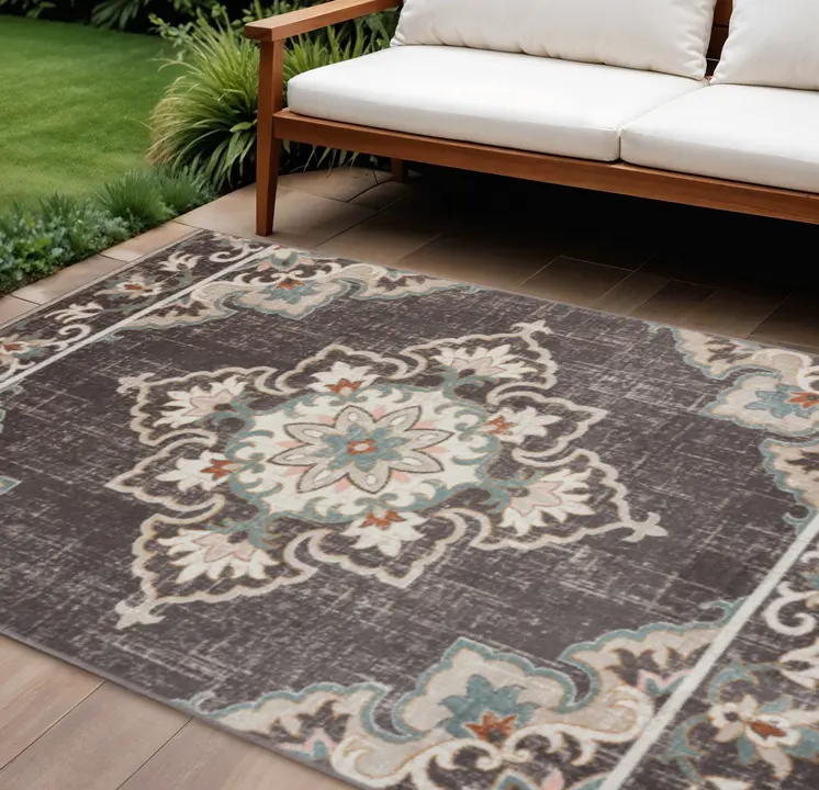 8' X 10' Brown Indoor Outdoor Area Rug