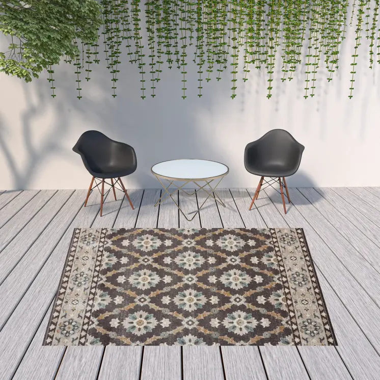 8' X 10' Brown Indoor Outdoor Area Rug