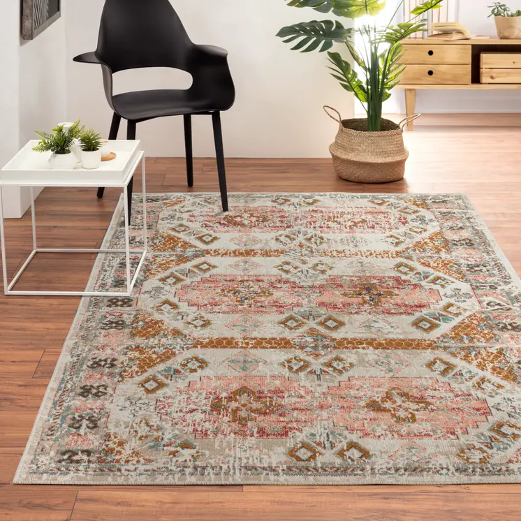 5' X 8' Cream Indoor Outdoor Area Rug