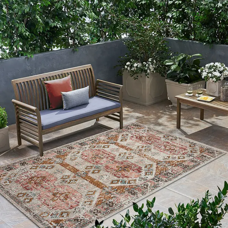5' X 8' Cream Indoor Outdoor Area Rug