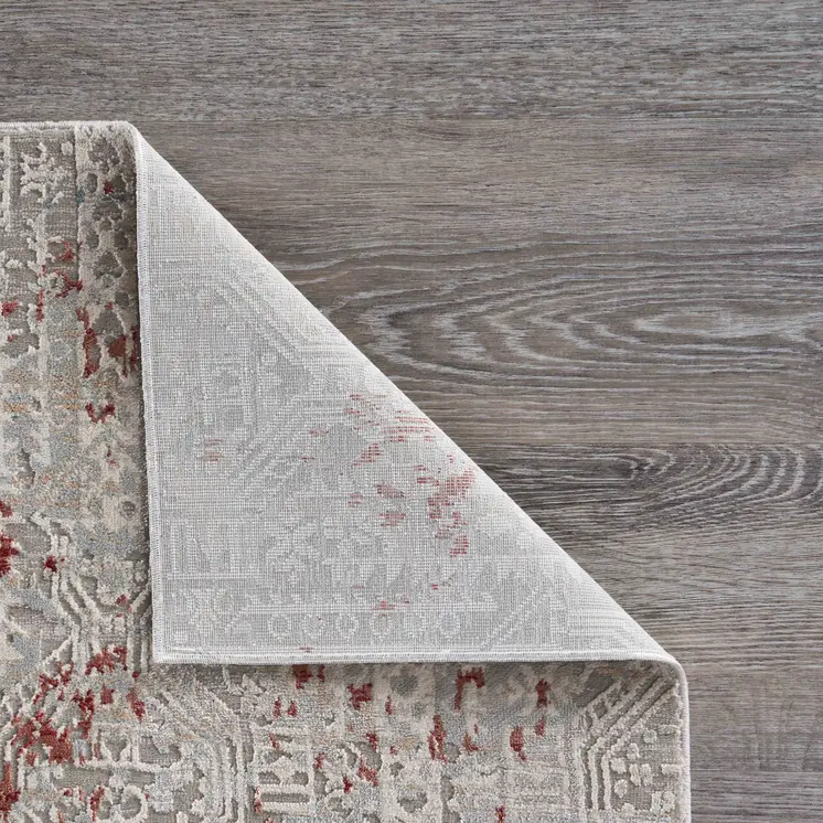 2' X 3' Gray And Ivory Geometric Distressed Stain Resistant Area Rug