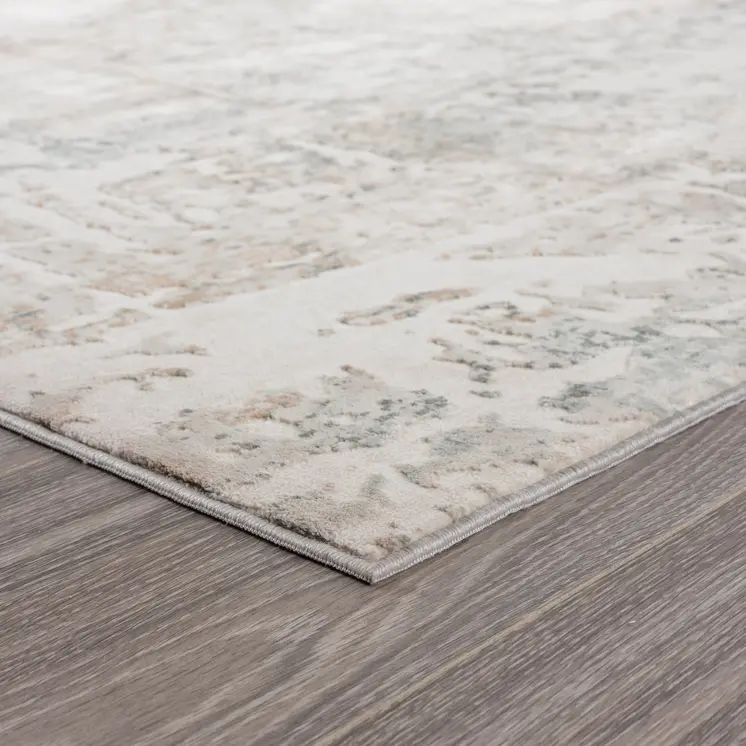 8' X 10' Gray Blue Taupe And Cream Abstract Distressed Stain Resistant Area Rug