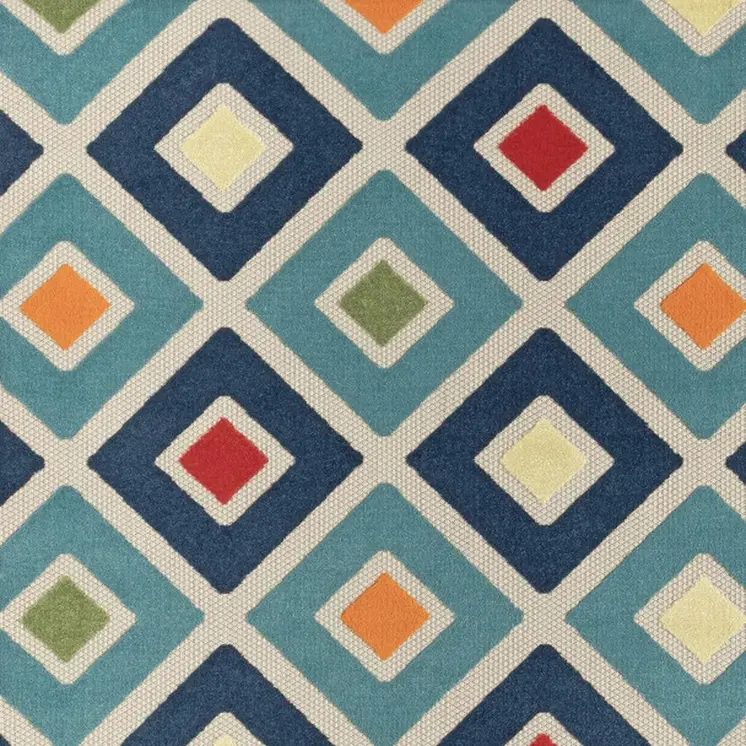 5' X 8' Blue And Ivory Handmade Indoor Outdoor Area Rug