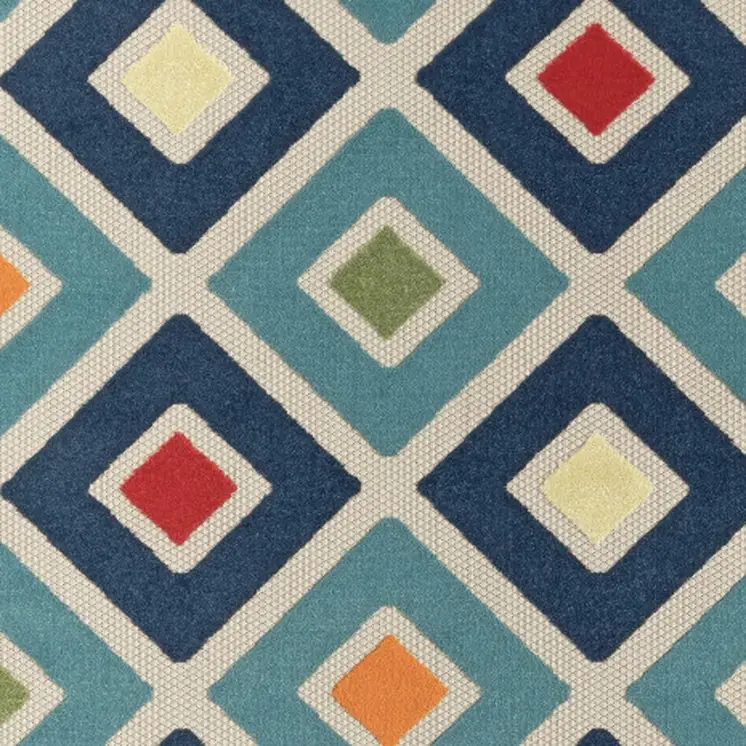 5' X 8' Blue And Ivory Handmade Indoor Outdoor Area Rug