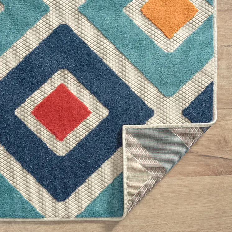 5' X 8' Blue And Ivory Handmade Indoor Outdoor Area Rug