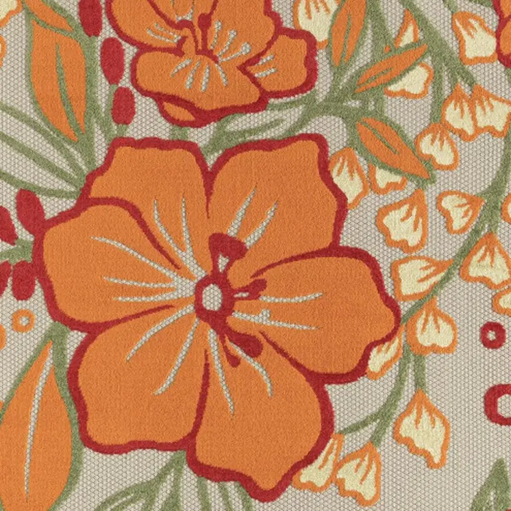8' X 10' Orange And Ivory Indoor Outdoor Area Rug