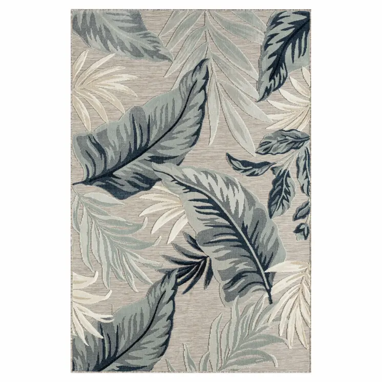 5' X 7' Blue And Gray Indoor Outdoor Area Rug