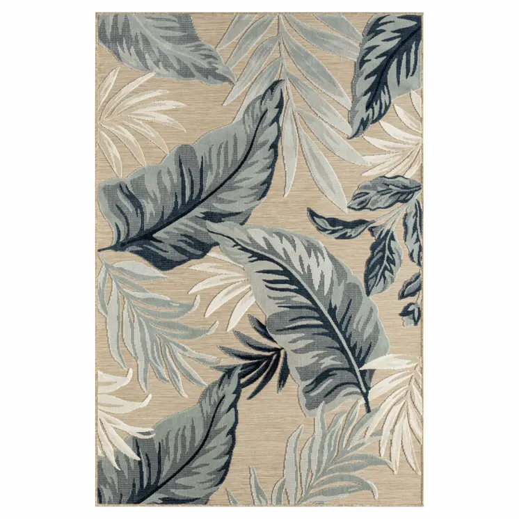8' X 10' Blue And Beige Indoor Outdoor Area Rug
