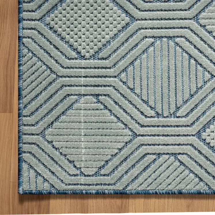 8' X 10' Blue Indoor Outdoor Area Rug