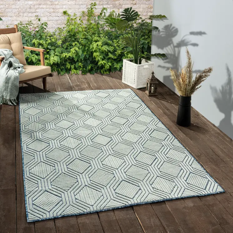 8' X 10' Blue Indoor Outdoor Area Rug