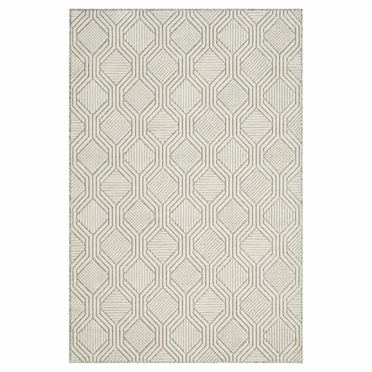 8' X 10' Gray And Ivory Indoor Outdoor Area Rug