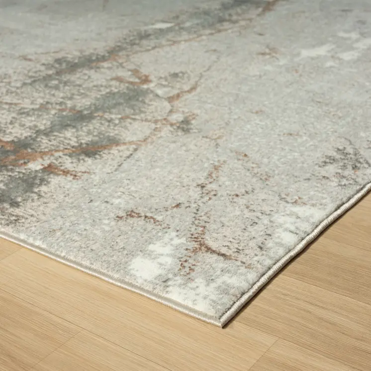 7' X 9' Beige Gray And Brown Abstract Area Rug