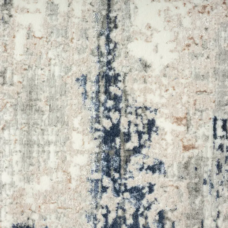 5' X 7' Beige Cream Blue And Gray Abstract Stain Resistant Area Rug