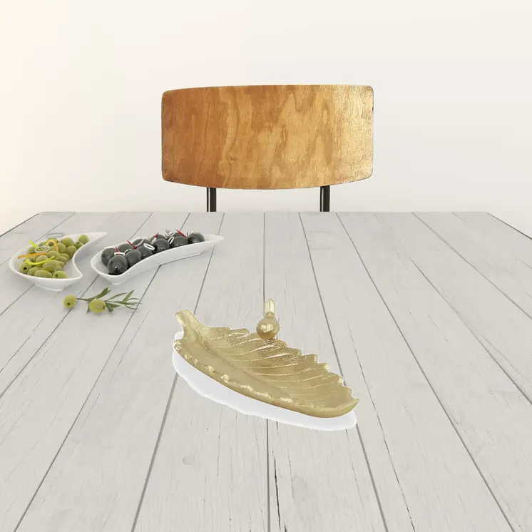 10" Gold Leaf Metal Handmade Tray
