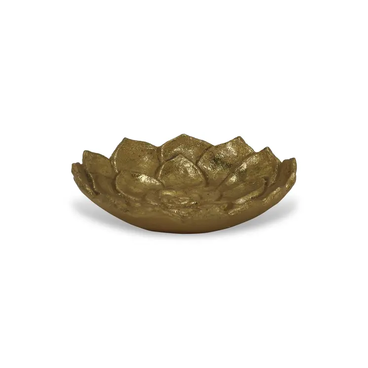 6" Gold Lotus Flower Metal Lotus Leaf Handmade Vanity Tray