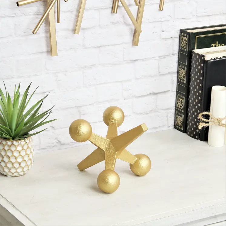 5" Gold Metal Game Hand Painted Game Tabletop Sculpture