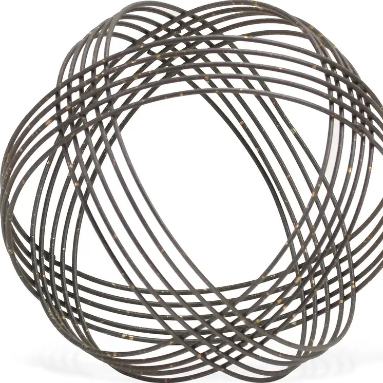 7" Gray Metal Hand Painted Decorative Orb Tabletop Sculpture